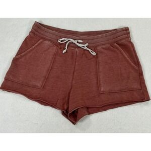 Aerie Womens M Terracotta Red French Terry Lounge Shorts Raw Hem Drawstring